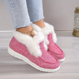 Women's Solid Color Shoes, Slip On Round Toe High-top Velvet Warm Fluffy Soft Sheos, Outdoor Comfy Fuzzy Shoes