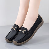 Women's Solid Color Faux Leather Slip-on Shoes, Metal Decor Flat Shoes