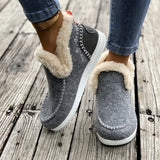 Women's Flat Furry Shoes, Cozy Slip-on Sneakers With Warm Plush Lining, Casual Comfort Shoes For Winter