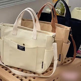 Spacious Large Canvas Tote Shoulder Bag - Durable Commuter Handbag with Multiple Pockets for Women - Perfect for Shopping, Beach Outings, and Daily Essentials