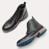 Men's Oxford Boots Cap Toe Ankle Boots Outdoor Formal Dress Shoes For Party Office Wedding