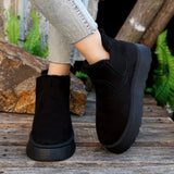 Women's Solid Color Fluffy Boots, Slip On Fleece Lining Platform Soft Sole Boots, Winter Plush Non-slip Warm Boots