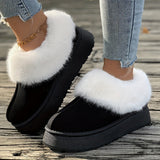 Fall Aesthetic Thermal Plush Lined Snow Boots, Casual Versatile Low Cut Ankle Boots, Round Toe Comfortable Preppy Warm School Winter Boots