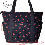 Beautiful Corduroy Strawberry Shoulder Bag Sweet Fresh Versatile Handbag With Academy Style Large