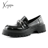 Big Size 36-43 Platform Loafers Metal Chain Women Punk Shoes Thick Sole British Style School Casual