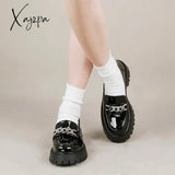 Big Size 36-43 Platform Loafers Metal Chain Women Punk Shoes Thick Sole British Style School Casual