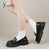 Big Size 36-43 Platform Loafers Metal Chain Women Punk Shoes Thick Sole British Style School Casual
