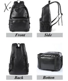 Black Leather Backpack For Men Business Travel Waterproof Daypack Pu 16 Inch Laptop