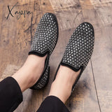 Brand Black Rhinestone Men Dress Shoes Velvet Crystal Luxury Moccasins Men’s Loafers Office