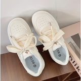 Xajzpa [Comfortable Pink Sneakers with Closure] Chic Pink & White Women's Sneakers - Comfortable, Non-Slip Casual Shoes with Lace-Up Closure and Round Toe Design