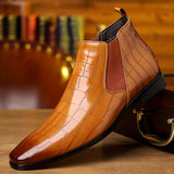 Men's Trendy Squared-Toe Chelsea Boots, Anti-skid High-top Slip-on Boots For Business Office, Spring And Autumn