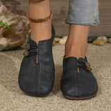 Women's soft sole round toe buckle decoration solid color casual single shoes