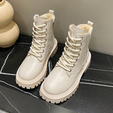 Women's Solid Color Fluffy Boots, Side Zipper Soft Sole Platform Warm Lined Boots, Winter Non-slip Snow Boots