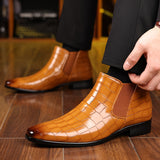 Plus Size Mens Plaid Ankle Chelsea Boots - Breathable, Lightweight, Shock-Resistant, Slip-Resistant, Wear-Resistant, Non-Slip, Pointed Toe, Casual Street Style Boots for Outdoor Hiking and All-Season Wear