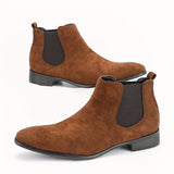 Stylish High-Top Chelsea Boots - Men's Dress Boots for Outdoor Camping, Casual Ankle Boots with Slip-On Design, Comfortable and Water Resistant