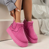 Women's Solid Color Platform Short Boots, Casual Slip On Plush Lined Shoes, Comfortable Ankle Boots