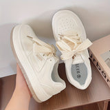 Xajzpa [Comfortable Pink Sneakers with Closure] Chic Pink & White Women's Sneakers - Comfortable, Non-Slip Casual Shoes with Lace-Up Closure and Round Toe Design