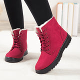 Women's Round Toe Lace Up Boots, Warm Faux Fur Lined Ankle Boots, Women's Footwear