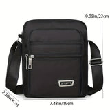 Stylish Black Nylon Casual Mens Shoulder Bag - Adjustable Strap, Simple Messenger Design, Perfect for Going Out - Durable, Water-Resistant, and Lightweight