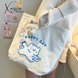 Cartoon Shoulder Bag Women Canvas Large Capacity Cute Shopper Bags Girls Ins Fashion Casual Book