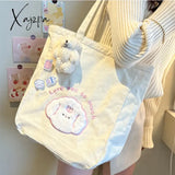 Cartoon Shoulder Bag Women Canvas Large Capacity Cute Shopper Bags Girls Ins Fashion Casual Book