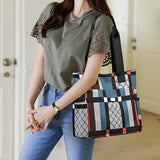 Large Capacity Geometric Tote Bag, Lightweight Casual Shoulder Bag For Daily Use