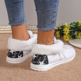 Women's Plush Lined Canvas Shoes, Warm & Cozy Slip On Snow Boots, Thermal Winter Ankle Boots