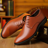 Men's Round Toe Lace-Up Dress Shoes, Non-Slip Formal Shoes For Wedding Party Business