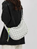 Checkered Pattern Crossbody Bag Gray / One Size Bags