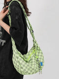 Checkered Pattern Crossbody Bag Green / One Size Bags