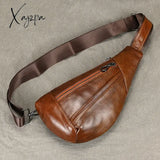 Chest Pack Casual Bag Men Leather Packs Mini Sling Of Male Genuine Crossbody Single Shoulder