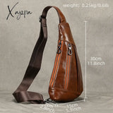 Chest Pack Casual Bag Men Leather Packs Mini Sling Of Male Genuine Crossbody Single Shoulder