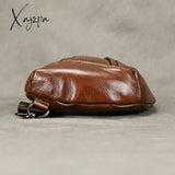 Chest Pack Casual Bag Men Leather Packs Mini Sling Of Male Genuine Crossbody Single Shoulder