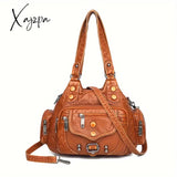 Chic Y2K Contrast Crossbody Shoulder Bag - Rivet Accents Everyday Women’s Hobo Purse