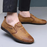 Classic Men Casual Shoes Spring Breathable Solid Colors Soft Flats Moccasins Pu Leather Loafers