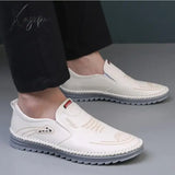 Classic Men Casual Shoes Spring Breathable Solid Colors Soft Flats Moccasins Pu Leather Loafers