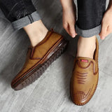 Classic Men Casual Shoes Spring Breathable Solid Colors Soft Flats Moccasins Pu Leather Loafers