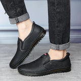 Classic Men Casual Shoes Spring Breathable Solid Colors Soft Flats Moccasins Pu Leather Loafers