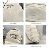 College Style Canvas School Bags For Girls Solid Junior High Student Schoolbag Korean Version