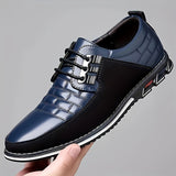 Men's Plaid Smart Casual Oxford Dress Shoes, Wear-resistant Lace-up Formal Oxford Shoes For Wedding Business