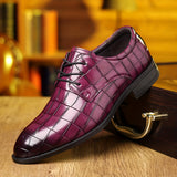 Xajzpa Men's Plaid Pattern Pointed Pointed-toe Derbies, Wear-resistant Anti-skid Lace-up Dress Shoes For Business Office