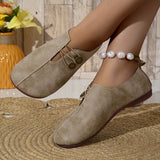 Women's soft sole round toe buckle decoration solid color casual single shoes