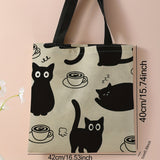 Kawaii Chic Large Capacity Canvas Tote Bag - Stylish Shoulder Bag for Women, Durable & Reusable, Perfect for Casual, Shopping, Travel & Beach - Adorable Cartoon Print