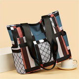 Large Capacity Geometric Tote Bag, Lightweight Casual Shoulder Bag For Daily Use