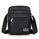 Stylish Black Nylon Casual Mens Shoulder Bag - Adjustable Strap, Simple Messenger Design, Perfect for Going Out - Durable, Water-Resistant, and Lightweight