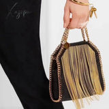 Designer Fashion Trend Handbag One Shoulder Crossbody Tassel Chain  Messenger Dinner Bags for Women