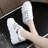 Women's Cutout Design Platform Sneakers, Casual Lace Up Outdoor Shoes, Comfortable Low Top Shoes