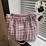 Chic Pleated Cloud Shoulder Bag - Bubble Ruched Tote with Soft Comfort - Fashionable Everyday Accessory for Women