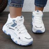 Women's Casual Sneakers, Color-block Thick Sole Chunky Sneakers, Warm Plush Lined Anti-slip Running Shoes