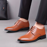 Men's Round Toe Lace-Up Dress Shoes, Non-Slip Formal Shoes For Wedding Party Business